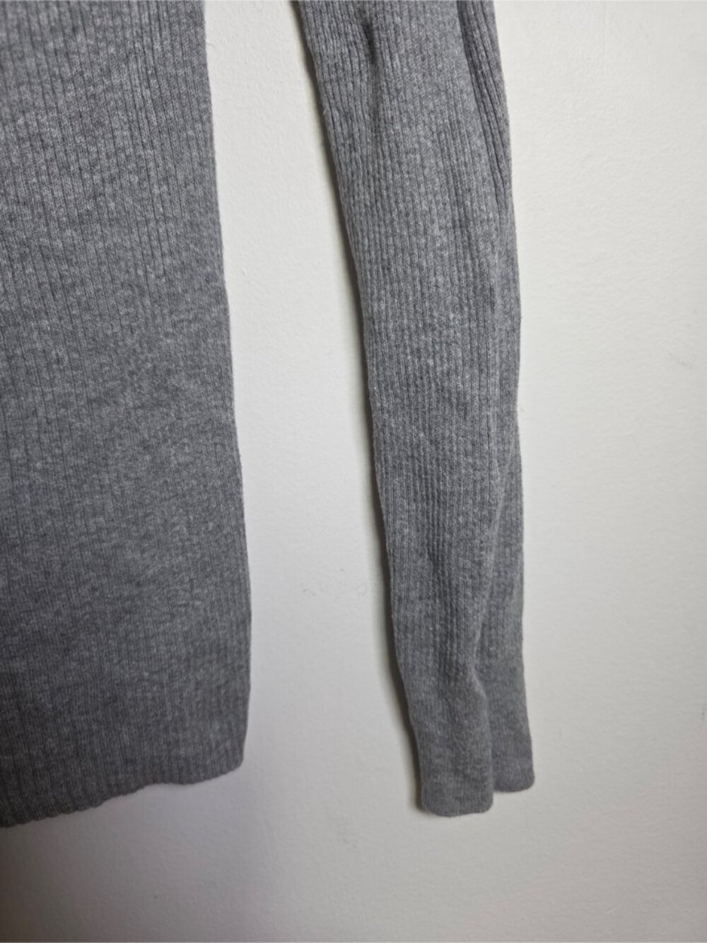 GAP Grey Ribbed Henley Sweater XS | Fitted Long Sleeve Knit Top - Picture 8 of 11